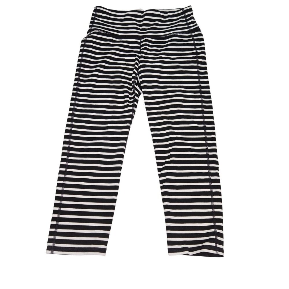 Athleta Striped Leggings XS Black & White High-Waist 2366
